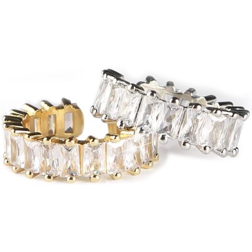 2 Pices Bague En Pierre Avec Cristaux De Zircone Cubique, Ensemble De Bagues Ouvertes Eternity Rectangle Bague En Pierre D'argent Pour Femme, Bijoux En Argent Classique Bague Fille Convient[L1489]