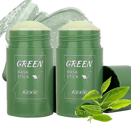 2 Pices Bton De Masque De Th Vert Dissolvant De Points Noirs Nettoyage En Profondeur Argile D'talement Hydrate Le Bton De Masque D'argile Purifiant De Contrle D'huile (Th Vert)