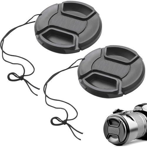 2 Pices Cache objectif,Cache objectif 52mm,Bouchon d'objectif,Couvercle d'objectif camra frontale encliquetable,Couvercle d'objectif de camra,Livr avec petite corde,Objectif de camra pour 52MM