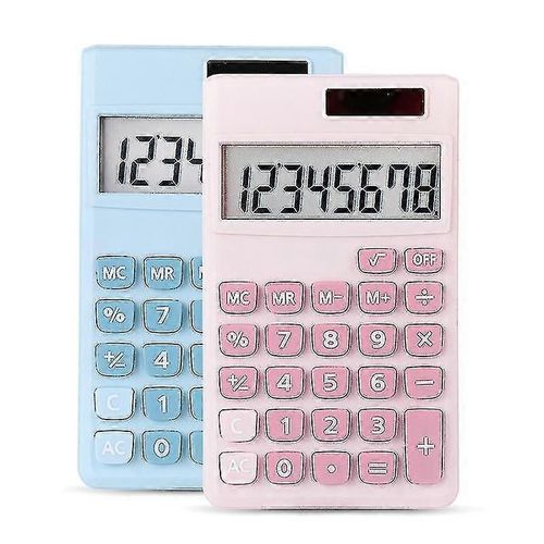 2 Pices Calculatrices Standard De Base Mini Calculatrice De Bureau Numrique Avec cran Lcd  8 Chiffres (Bleu, Rose)