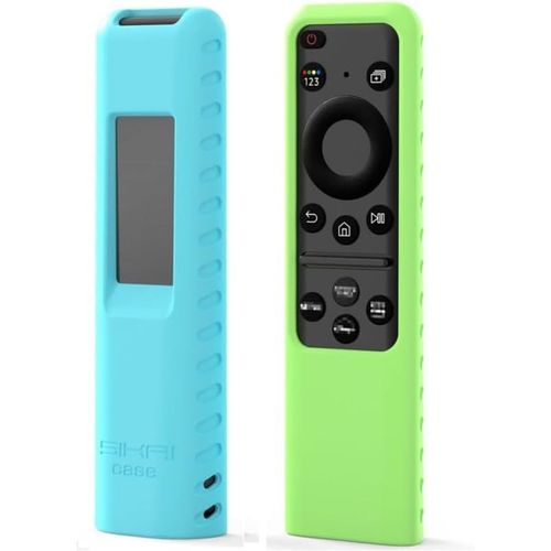 2 pices Coque tlcommande pour Samsung 2023 SolarCell TM2360E BN59-01432J BN59-01432A Coque tlcommande pour Samsung Neo QLED OLED TV TM2361E Remote Cover avec cordon (bleu + vert)