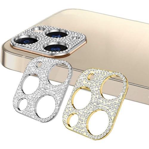 2 Pices Diamant Camra Arrire Protecteur Pour Iphone 12 Pro, Anti-Rayures Bling Protecteur Autocollant Camra Lentille Objecti