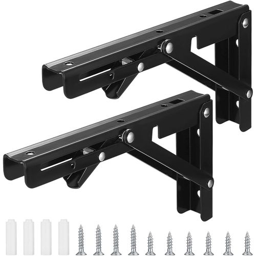 2 Pices querre Support Etagere Pliante,Support Console Pliable,Supports D'tagres D'angle Pliants Charge Lourds,Support Console Equerre Etagere Rtractable Pour Garage,Cuisine,Chambre (20cm)