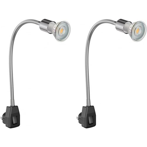 2 Pices Lampe De Prise Lesch Lampe De Lecture Col De Cygne, Chrom/Noir, Incl. Led Gu10 (Blanc Chaud, 7,6w, 1103lm, 33)[Amp748523]