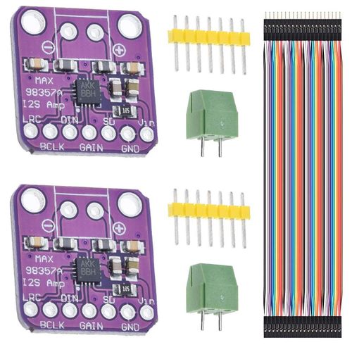 2 pices MAX98357 Module amplificateur de puissance Audio I2S classe D carte amplificateurs Audio sans filtre pour Arduino, Raspberry Pi, Esp32 avec cble Dupont