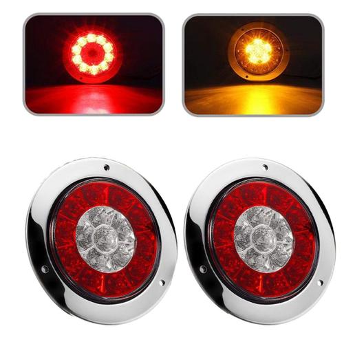 2 Pices Remorque Ronde De Camion De 4 Pouces Led Feux De Freinage D'arrt Rouge Et Orange Feux De Clignotants De Stationnement Pour Camion, Rv, Remorques, Bateau, Caravanes, Etc.