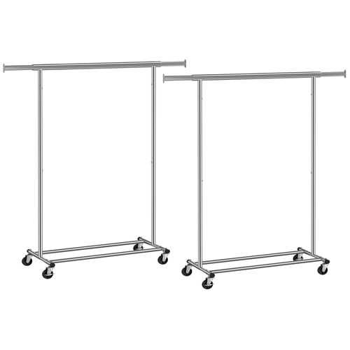 2 Portants  Vtements Avec Roulettes Acier Argent
