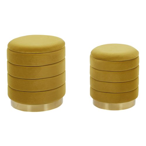 Pouf Garland Set De 2 Moutarde Velours
