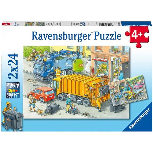 2 Puzzles - Camion Poubelle Et Dpanneuse