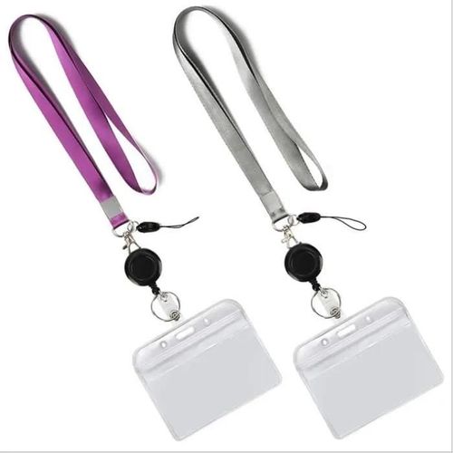 2 Sets Porte Badge Tour De Cou, Comprend Cordon De Laniere Tour Cou, Porte Badge Enrouleur Rtractable Et Porte Carte Transparent,