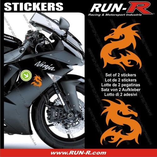 2 Stickers Dragon 10 Cm - Orange