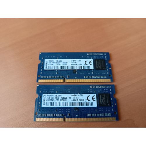 2 X Barettes mmoire DDR3 8GO : Kingston 4gb pc3l 1xr8-12800s-11-12-b3