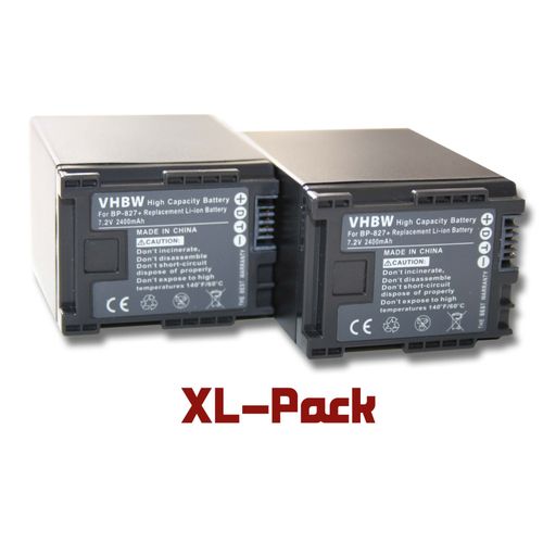 2 x batterie Li-Ion 2400mAh (7.2 V) pour Canon srie Legria, par ex. HF10, HF S 10HD, HF M32, HF M406, HG21, etc. Remplace la batterie : BP-827.