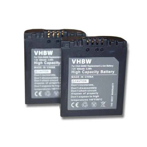 2 x batteries vhbw Set 600mAh pour appareil photo Panasonic: Lumix DMC-FZ7, FZ8, FZ18, FZ28, FZ30, FZ35, FZ38, FZ50 comme Leica BP-DC5.
