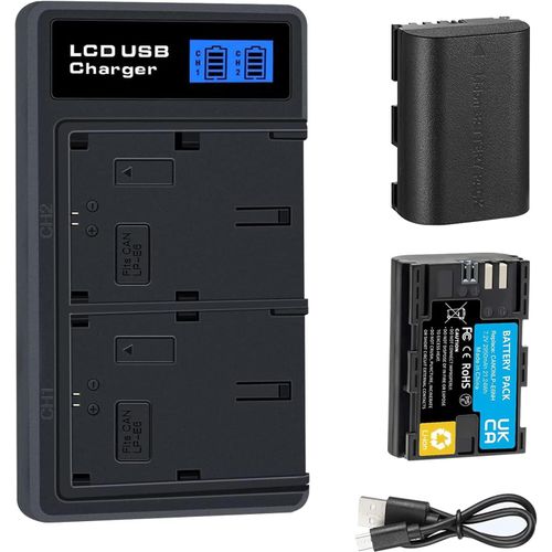 2 x LP-E6 LP-E6N Batterie Compatible avec Canon EOS 5D Mark II, DS Mark III, 5D Mark IV, 5DS, 5DS R, 6D, 7D, 7D Mark II, 7D Mark III, 80D, 70D, 60D.