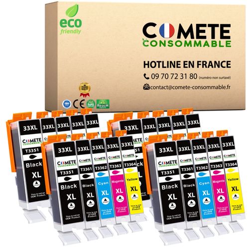 Comete - 33xl - 20 Cartouches D'encre Compatibles Epson 33 Xl Orange - Photo Noir / Noir / Cyan / Magenta / Jaune - Comete Consommable