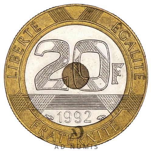 20 Francs Mont Saint Michel 1992 Variante 4 Sries Cannnelures V Ouvert. Rare -