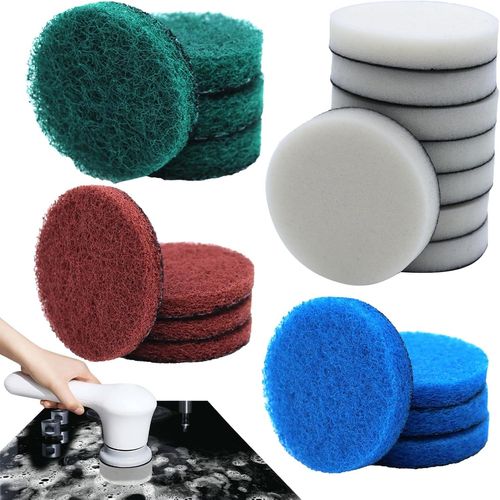 20 Pcs Tampon de Nettoyage Brosse de Nettoyage lectrique Compatible Bosch Home/Garden 6033 Brosse Nettoyage Universelle (8Pad Mousse 4Pad Cuisine 4Pad Abrasif 4Pad Microfibre)