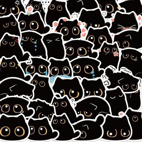 200 Autocollants De Jeu De Dessin Anim De Chat Noir Mignon,Aesthetic Couleurs Stickers, ImpermAble Vinyle Autocollant Pour Telephone Ordinateur Portable Macbook Scrapbooking