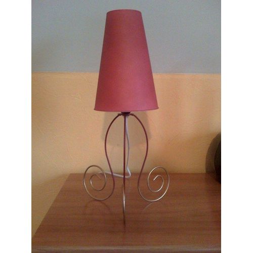 Lampe D'ambiance Coloris Bordeaux Pied Métal Bicolore Bordeaux/Doré