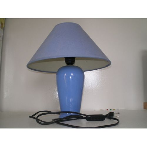 Lampe Chevet Bleu  Abat Jour Tissu