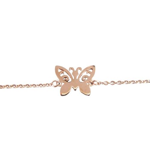 Bracelet Papillon En Acier, Or Rose.