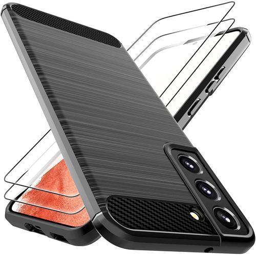 Advansia Verre Trempe Et Coque De Protection Carbone Pour Samsung Galaxy S22 Plus 5g [Kit Complet 2+1]