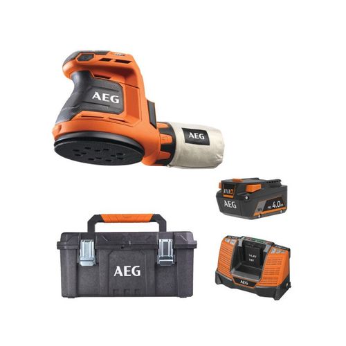 Pack AEG 18V - Ponceuse excentrique 125mm - Batterie 4.0 Ah - Chargeur - Caisse de rangement