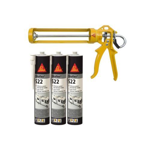 Pack Caravan SIKA - 3 colles mastic Sikaflex 522 Caravan 300ml - Pistolet manuel MK2 EVO 300 ml