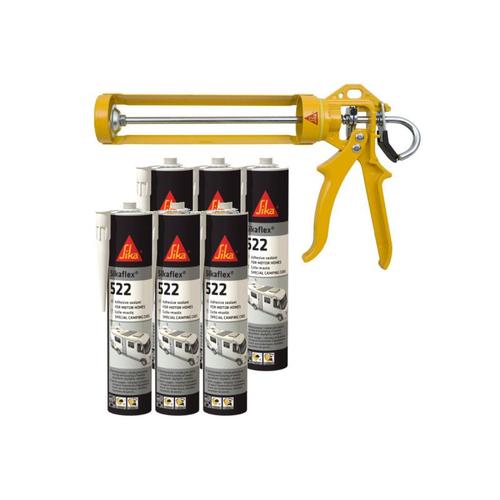 Pack Caravan SIKA - 6 colles mastic Sikaflex 522 Caravan 300ml - Pistolet manuel MK2 EVO 300 ml