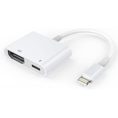 Adaptateur HDMI, adaptateur HDMI pour IPhone 1080P adaptateur AV numérique Lightning, écran de synchronisation HDMI connecteur HDMI pour IPhone et IPa