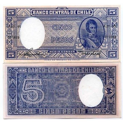Billet De Banque Chili Pk N° 119 - 5 Pesos