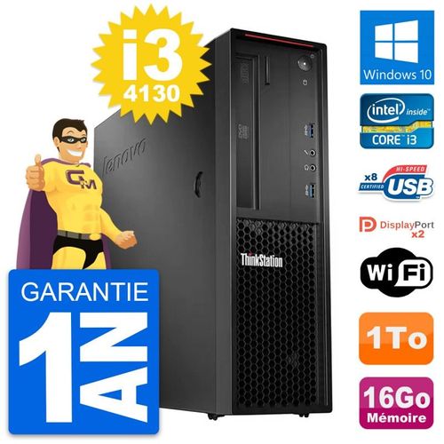 PC Lenovo ThinkStation P300 SFF Core i3-4130 RAM 16Go Disque 1To Windows 10 Wifi