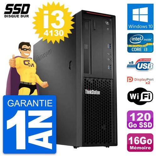 PC Lenovo ThinkStation P300 SFF Intel i3-4130 RAM 16Go SSD 120Go Windows 10 Wifi