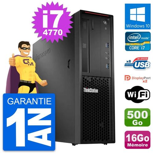 PC Lenovo ThinkStation P300 SFF i7-4770 RAM 16Go Disque 500Go Windows 10 Wifi