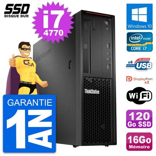 PC Lenovo ThinkStation P300 SFF Intel i7-4770 RAM 16Go SSD 120Go Windows 10 Wifi