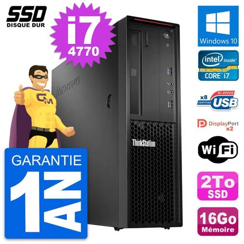 PC Lenovo ThinkStation P300 SFF Intel i7-4770 RAM 16Go SSD 2To Windows 10 Wifi