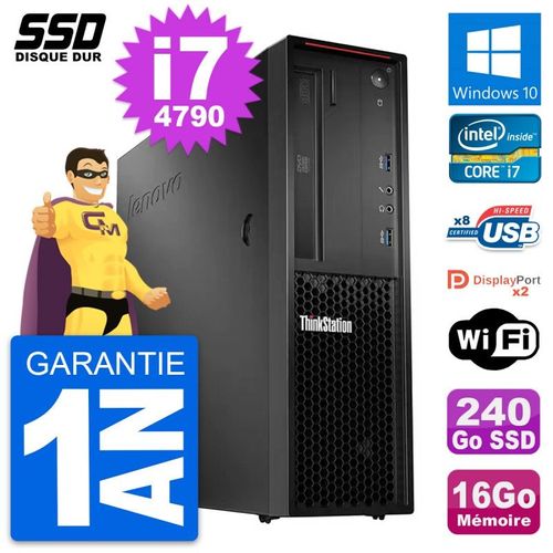 PC Lenovo ThinkStation P300 SFF Intel i7-4790 RAM 16Go SSD 240Go Windows 10 Wifi