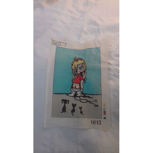 Canevas Poulbot "Petite Fille Montrant Ses Fesses " Laines Colbert Vintage