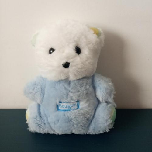 Doudou Peluche Ours Grelot Boulgom Bleu Et Blanc