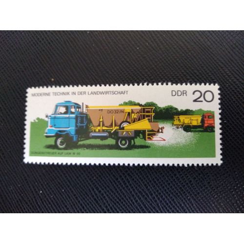 Timbre Allemagne / Rda Yt 1912 Épandeur D'engrais Do 32/N Sur Camion W50 1977 ( 140306 )