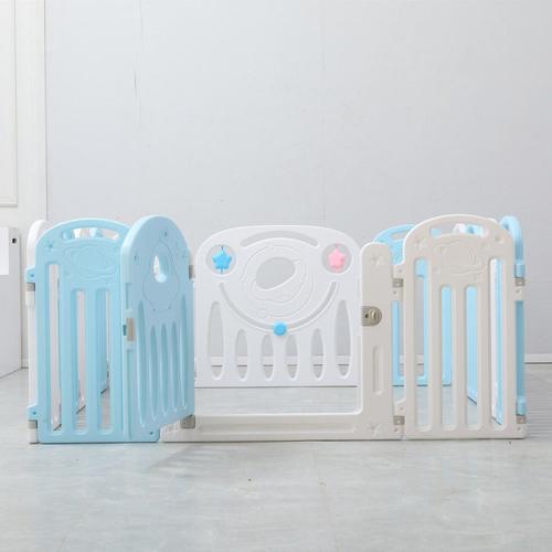 Parc Bebe Portable 14 Panneaux Barriere En Plastique Pliable Pour Bebe Enfant Grille De Protection Bleu Et Blanc H 60cm Rakuten