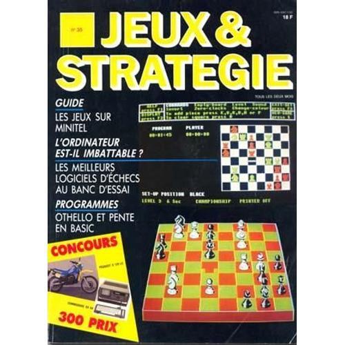 Jeux & Strategie N° 35 : Les Jeux Sur Minitel, Les Meilleurs Logiciels D'echecs Au Banc D'essai. Othello Et Pente En Basic