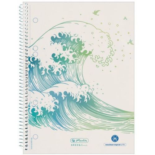 Herlitz Greenline Bloc-Notes Spiralé A5 70 Feuilles Blanc Papier Quadrillé