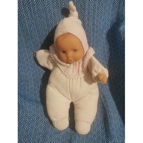 Poupée Doudou Baby Pouce Corolle Velours Rose Rayé Collerette Vichy Vintage