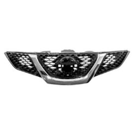Grille Radiateur Centrale Pour Nissan Qashqai Ii Ph. 1 2014-2017, Noir, Profils Chrome, Neuve