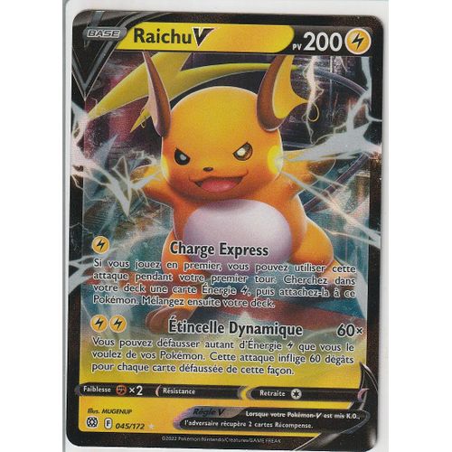 Carte Pokemon - Raichu V - 045/172 - Ultra-Rare - Épée Et Bouclier 9 - Stars Etincelantes - Eb9 -Vf