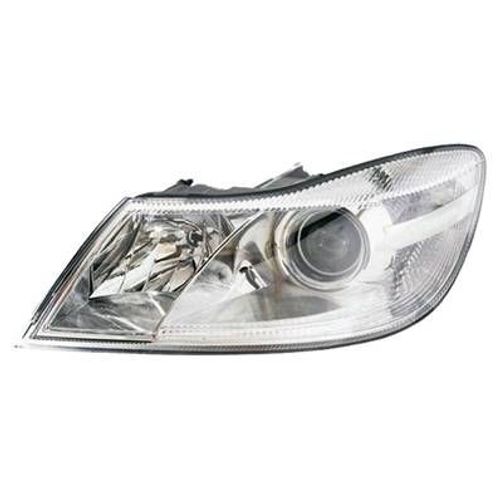 Phare Optique Avant Gauche Pour Skoda Octavia Ii Ph. 2 2009-2013, H7+H1, Corps Chromé, Neuf