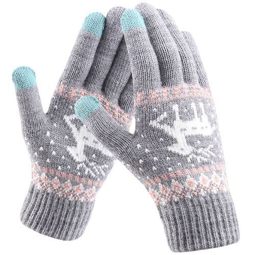 Écran Tactile De Gants Chauds D'hiver De Noël Gris