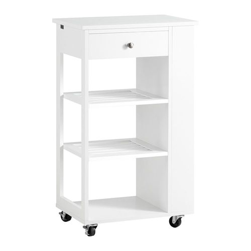 Sobuy Fkw12-Ii-W Chariot De Service Desserte De Cuisine À Roulettes Table Roulante Meuble De Rangement Pour Cuisine Et Salon